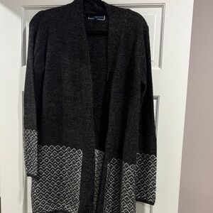 Karen Scott Black and White Open Front Cardigan
